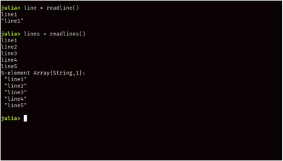 Julia programming language packages and REPL