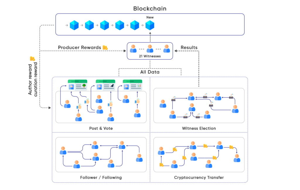 How are rewards distributed among steem users